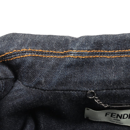 ジップアップ デニムジャケット コットン インディゴブルー フェンディ アウター FENDI