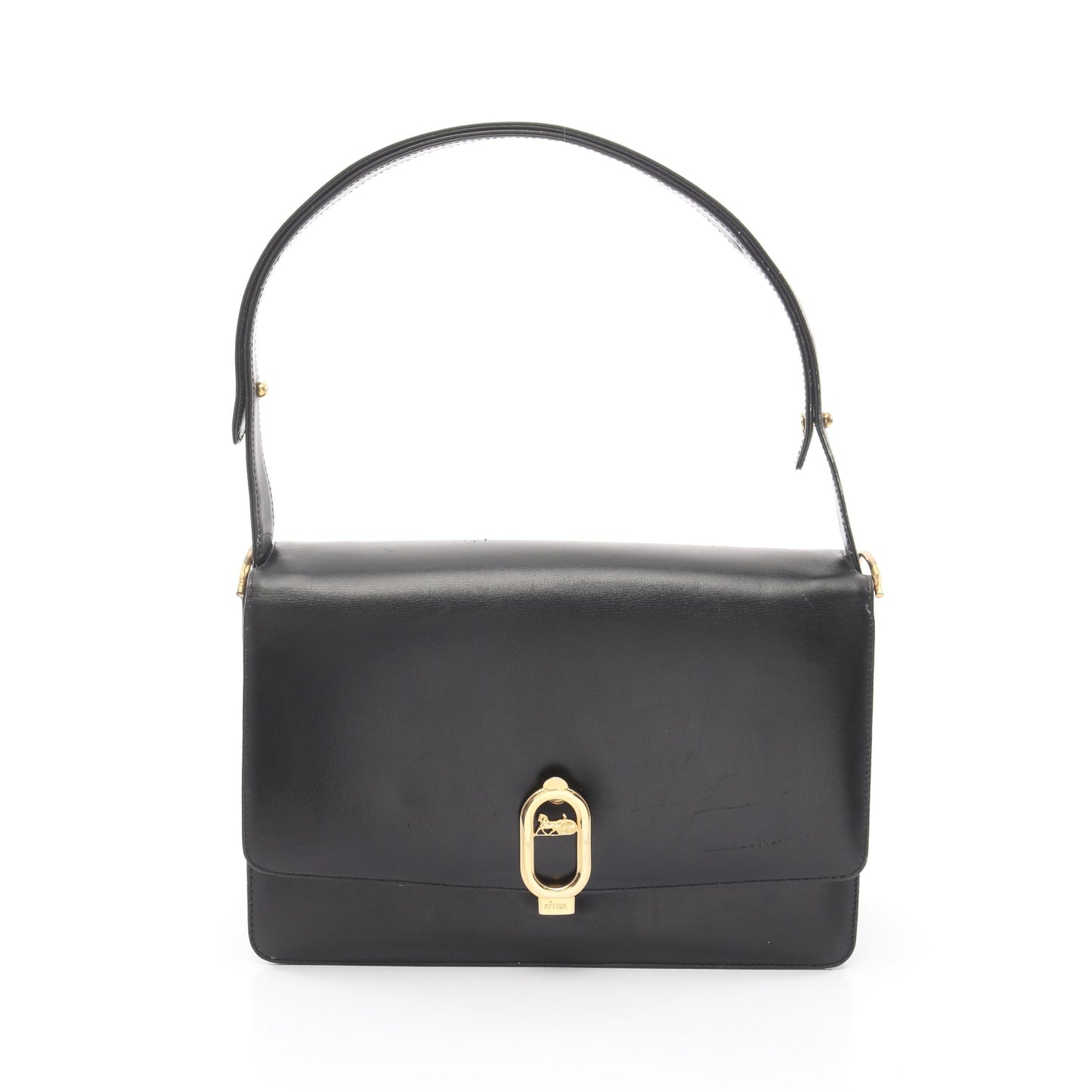 ショルダーバッグ レザー ブラック 馬車金具 セリーヌ バッグ CELINE