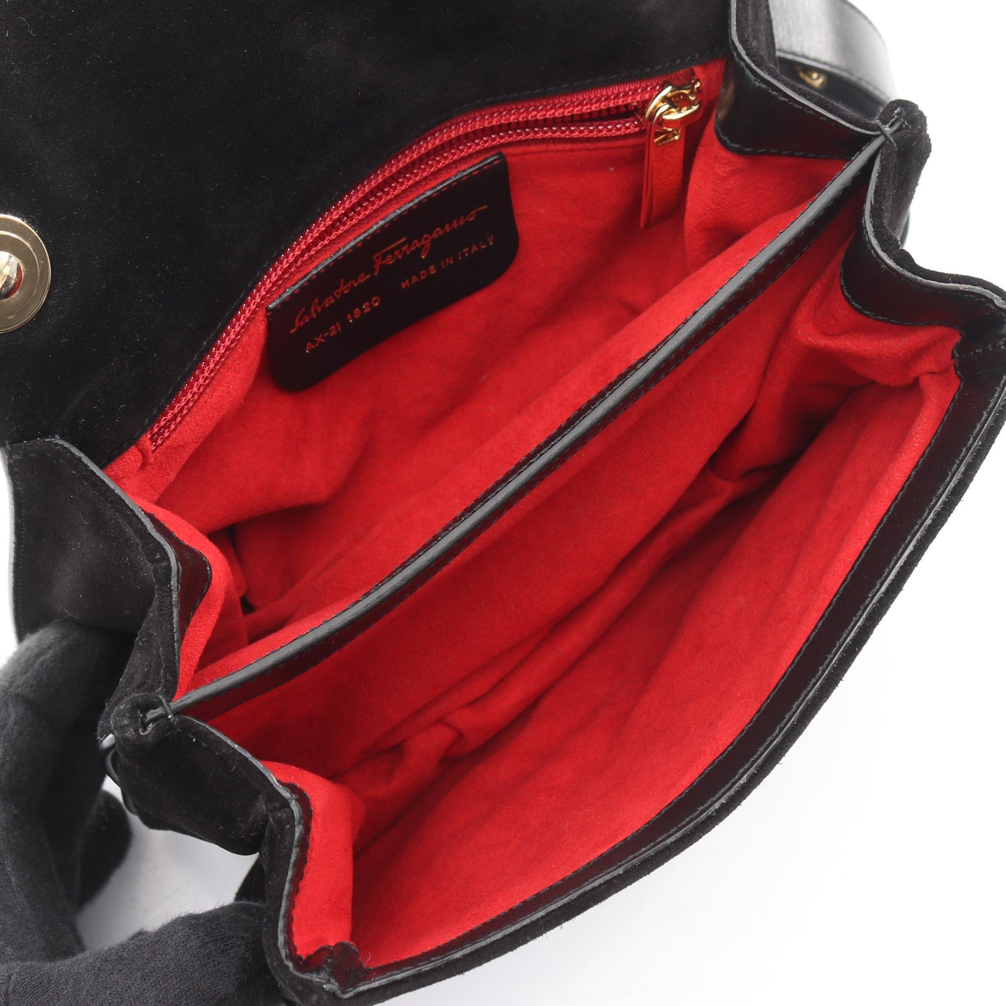 ガンチーニ ショルダーバッグ スエード レザー ブラック サルヴァトーレフェラガモ バッグ Salvatore Ferragamo