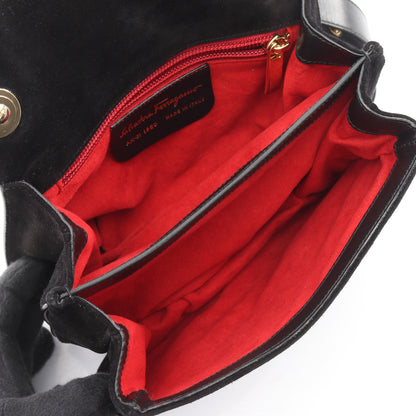 ガンチーニ ショルダーバッグ スエード レザー ブラック サルヴァトーレフェラガモ バッグ Salvatore Ferragamo
