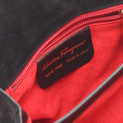 ガンチーニ ショルダーバッグ スエード レザー ブラック サルヴァトーレフェラガモ バッグ Salvatore Ferragamo