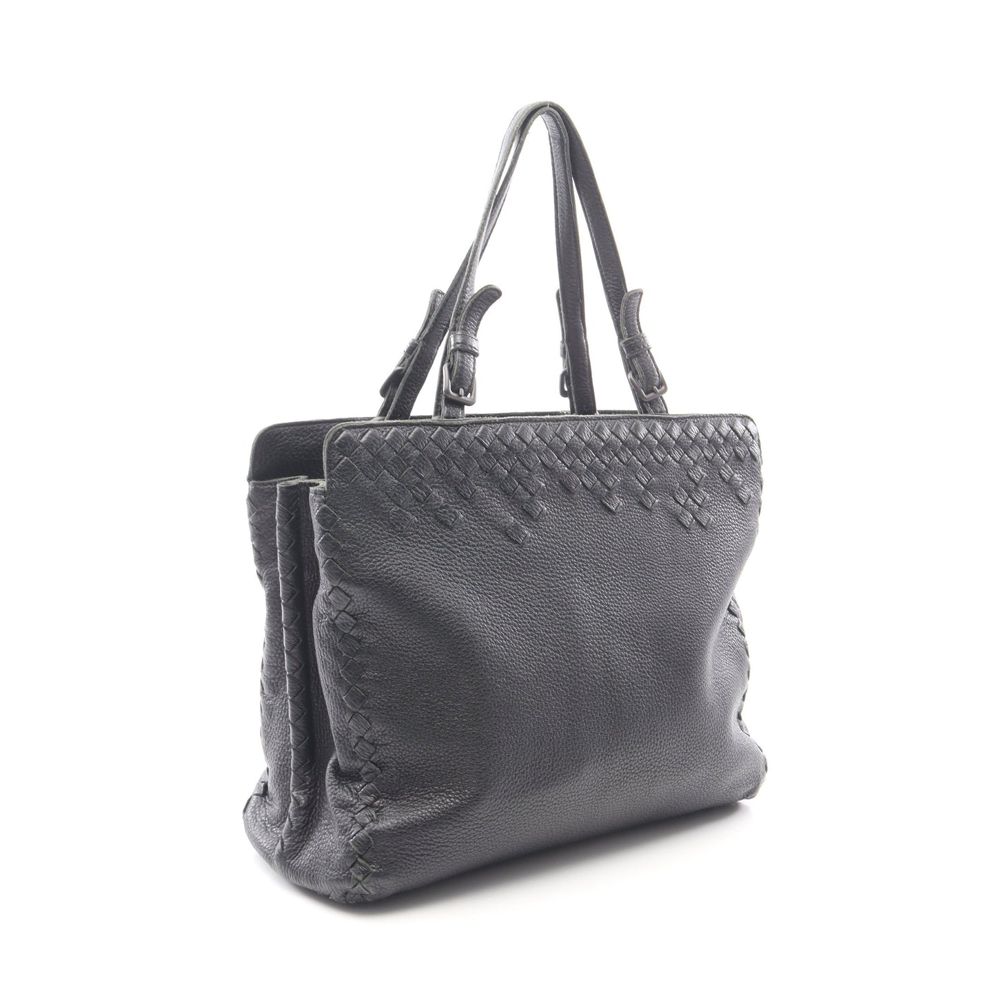 イントレチャート ハンドバッグ トートバッグ レザー ブラック ボッテガヴェネタ バッグ BOTTEGA VENETA