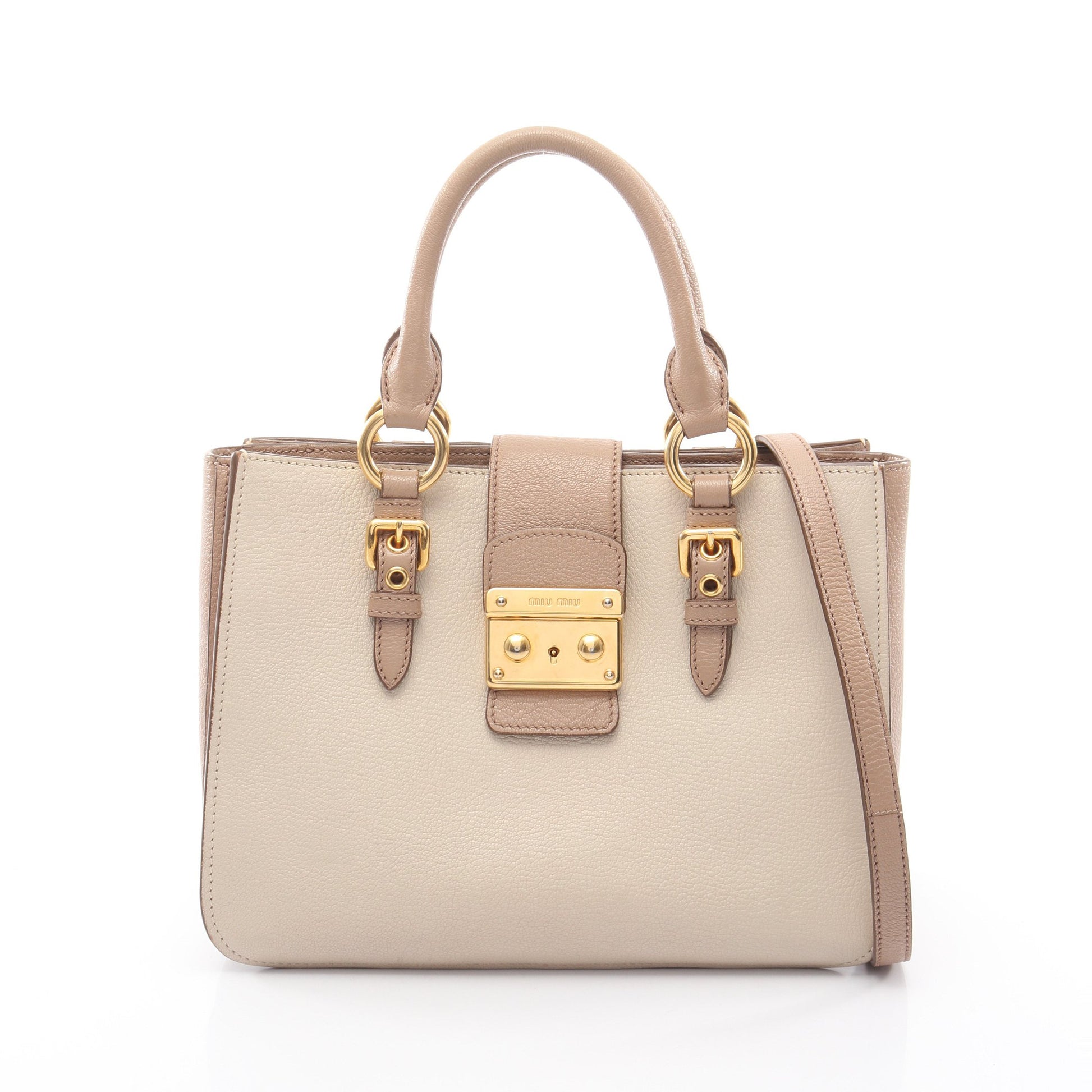 MADRAS マドラス ハンドバッグ トートバッグ レザー ベージュ ライトブラウン 2WAY ミュウミュウ バッグ miu miu