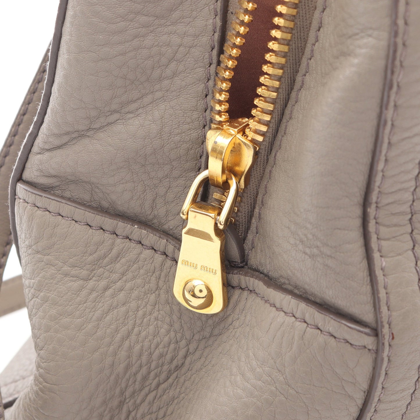 ハンドバッグ レザー グレーブラウン 2WAY ミュウミュウ バッグ miu miu