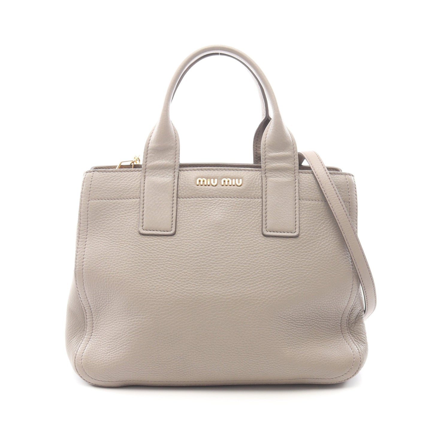 ハンドバッグ レザー グレーブラウン 2WAY ミュウミュウ バッグ miu miu