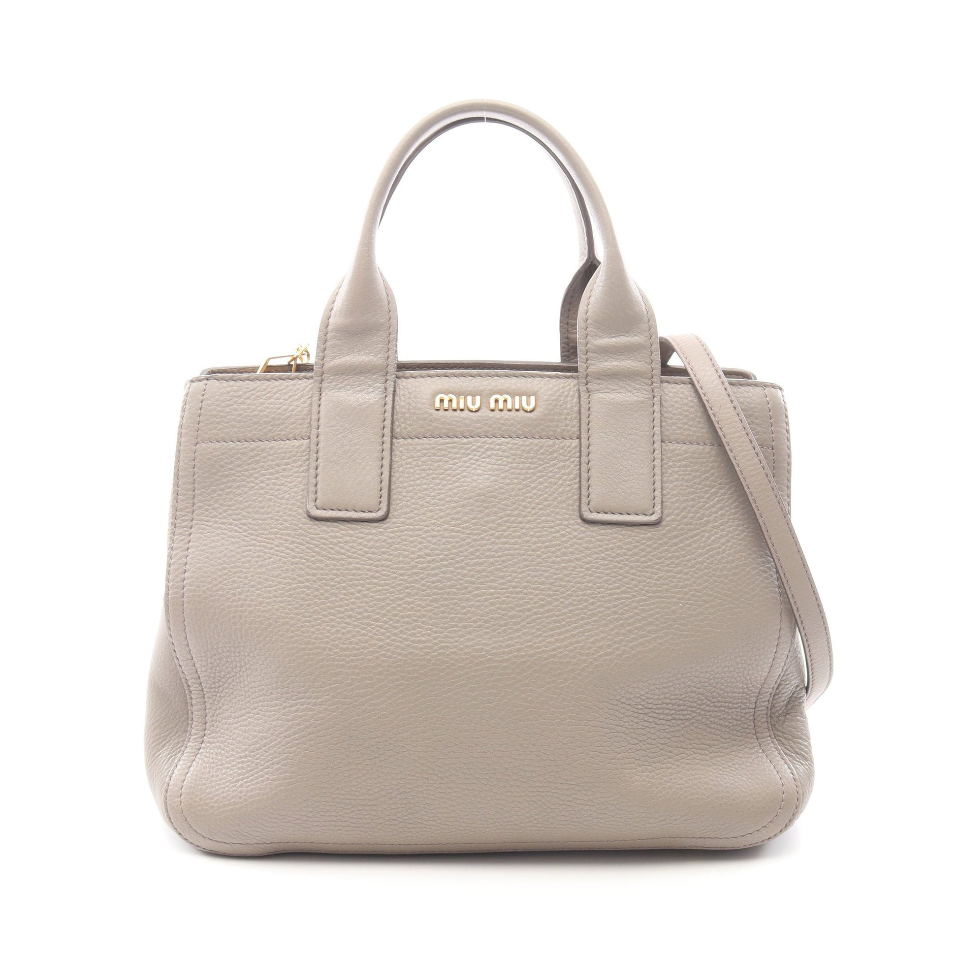 ハンドバッグ レザー グレーブラウン 2WAY ミュウミュウ バッグ miu miu