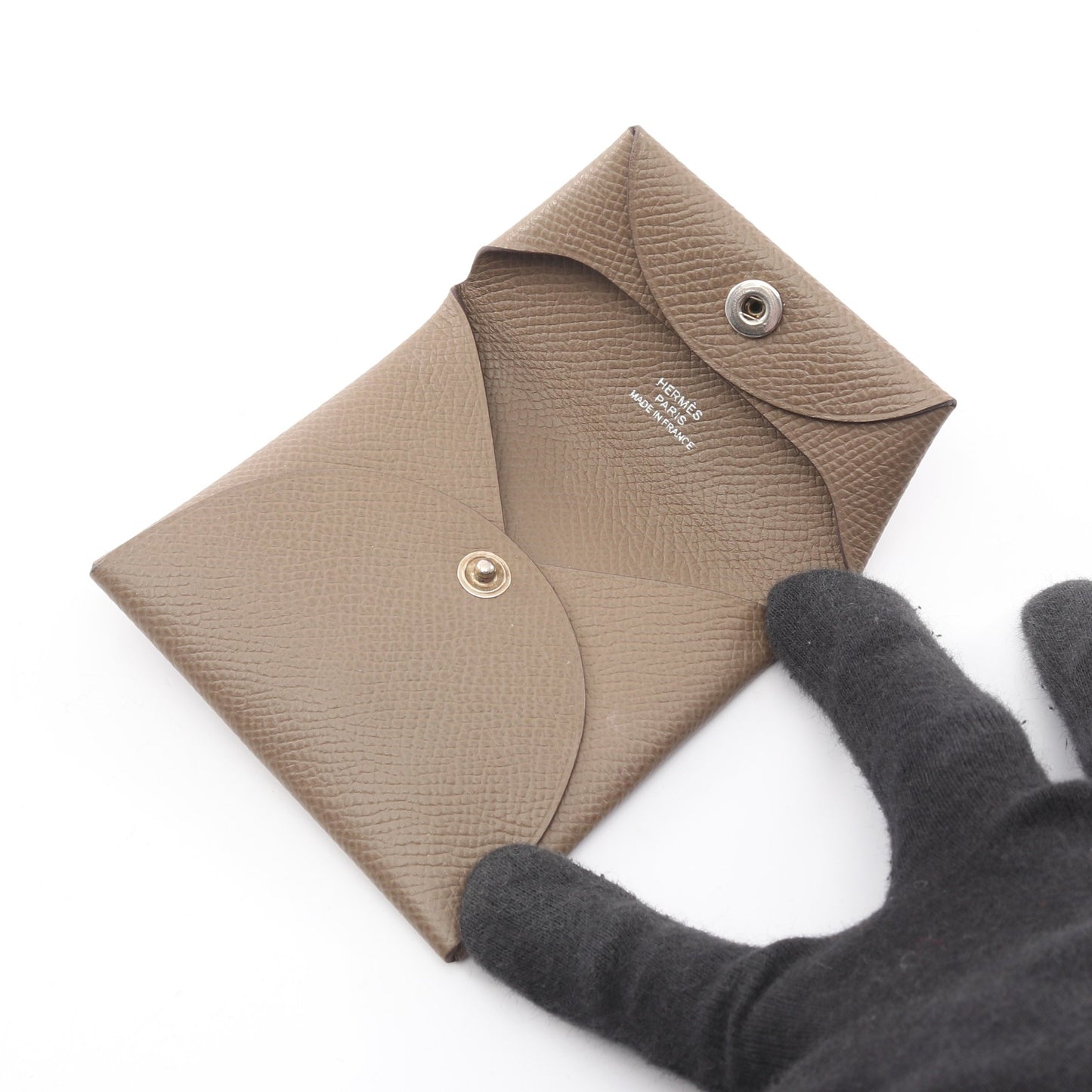 バスティア エトゥープ コインケース ヴォーエプソン グレーブラウン シルバー金具 U刻印 エルメス 財布・小物 HERMES