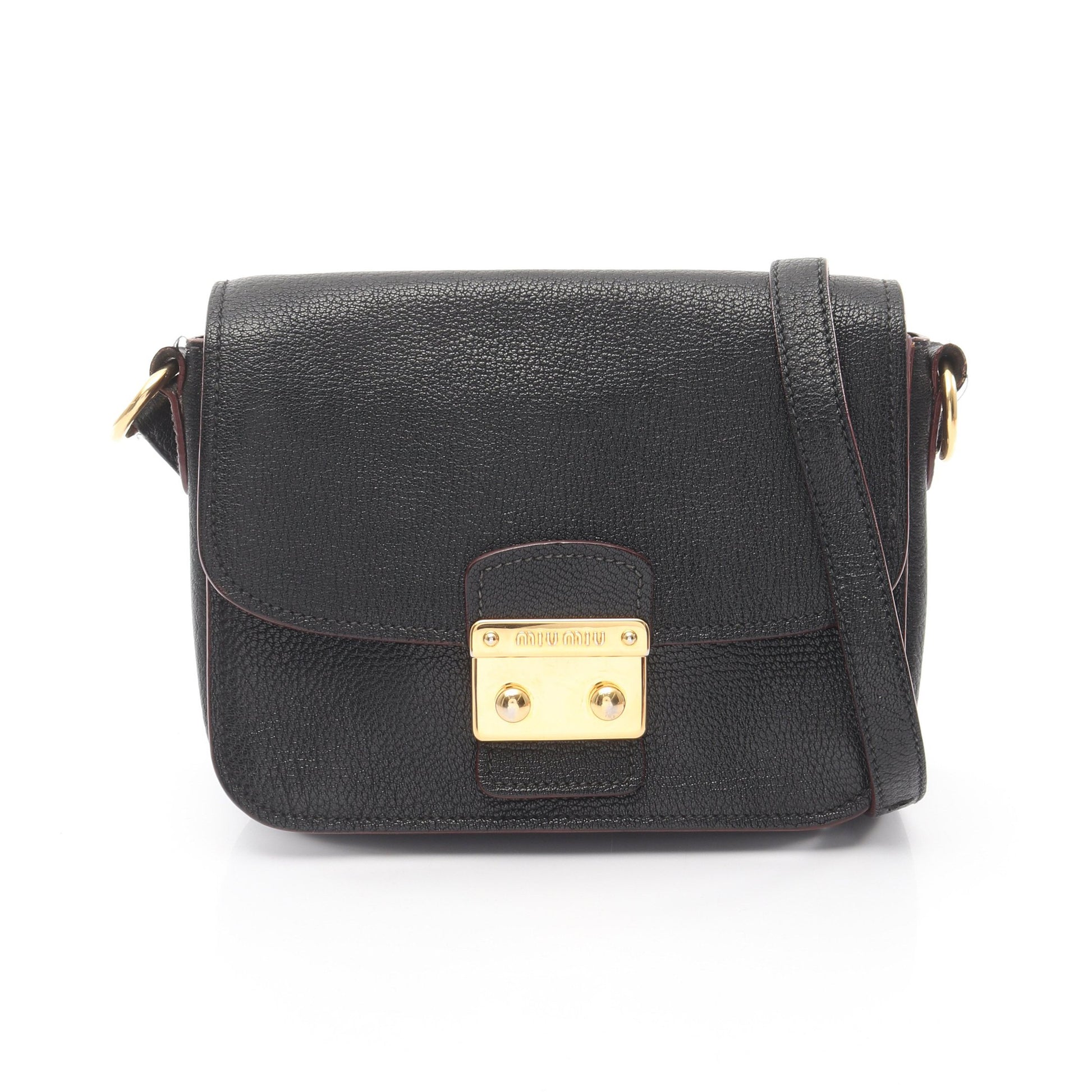 MADRAS BICOLORE マドラス ショルダーバッグ レザー ブラック ミュウミュウ バッグ miu miu