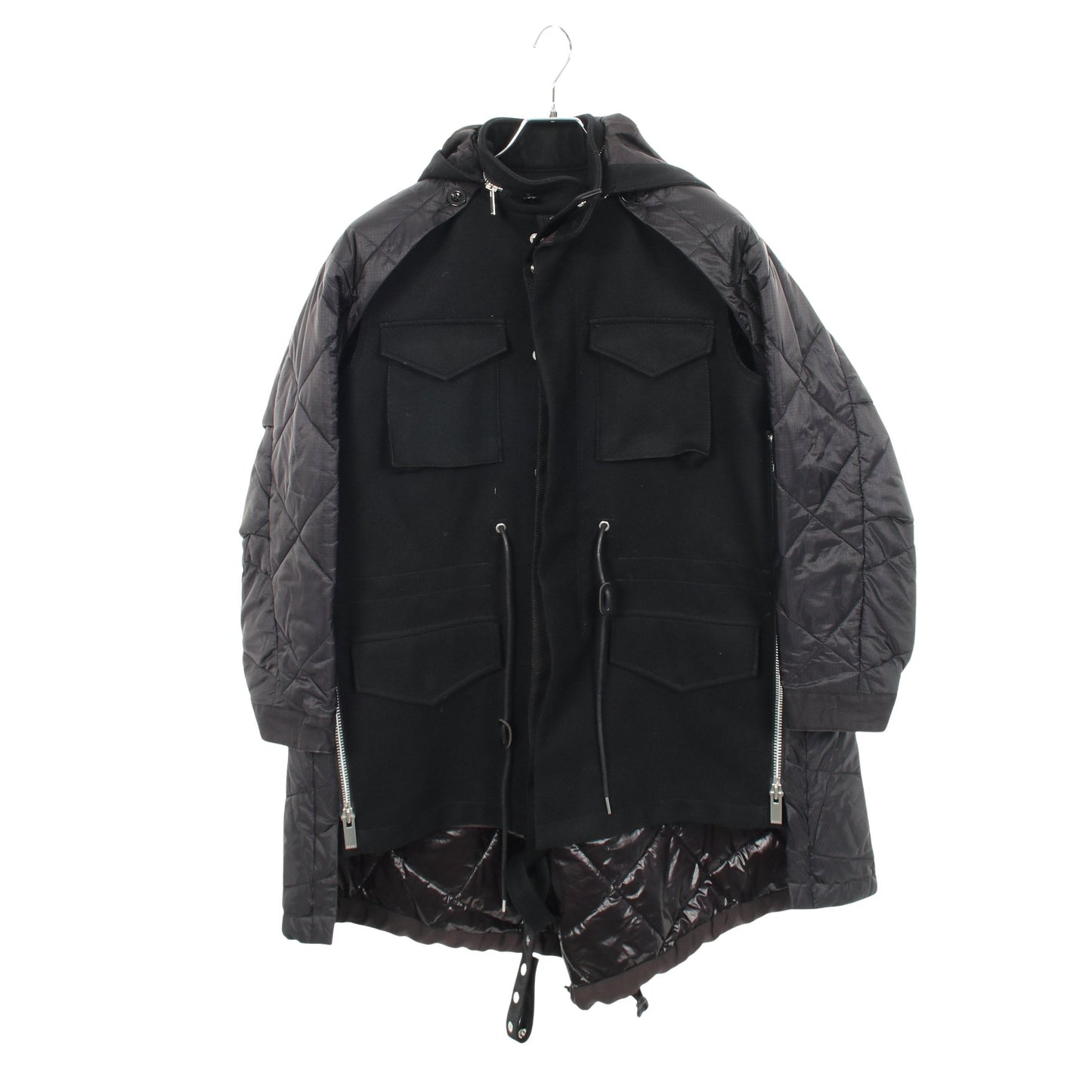 ドッキング コート ウール ナイロン ブラック フード付き サカイ アウター sacai