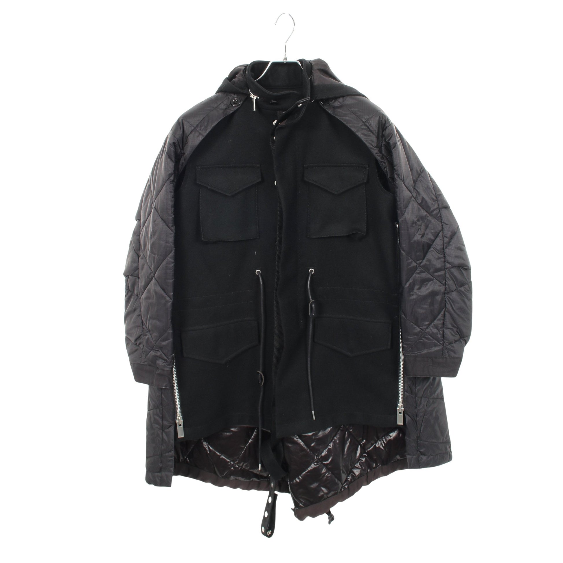 ドッキング コート ウール ナイロン ブラック フード付き サカイ アウター sacai