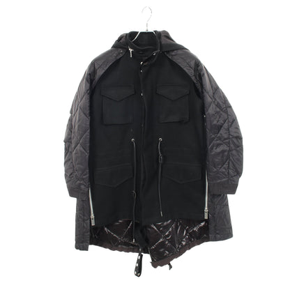 ドッキング コート ウール ナイロン ブラック フード付き サカイ アウター sacai