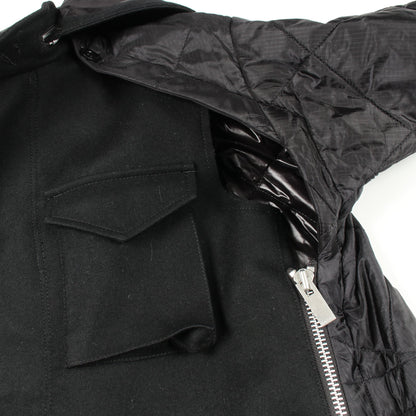 ドッキング コート ウール ナイロン ブラック フード付き サカイ アウター sacai