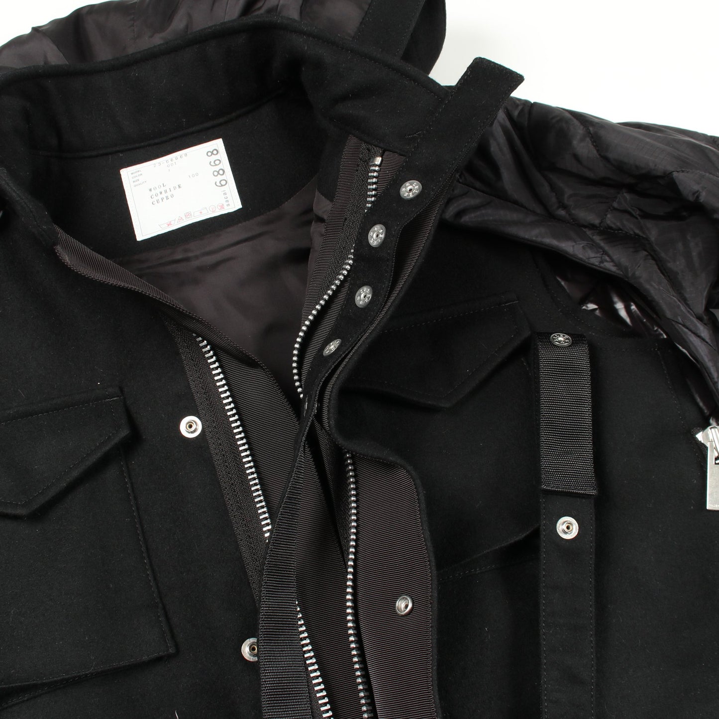ドッキング コート ウール ナイロン ブラック フード付き サカイ アウター sacai
