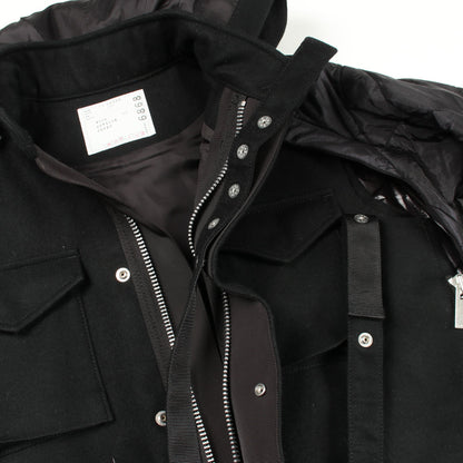 ドッキング コート ウール ナイロン ブラック フード付き サカイ アウター sacai