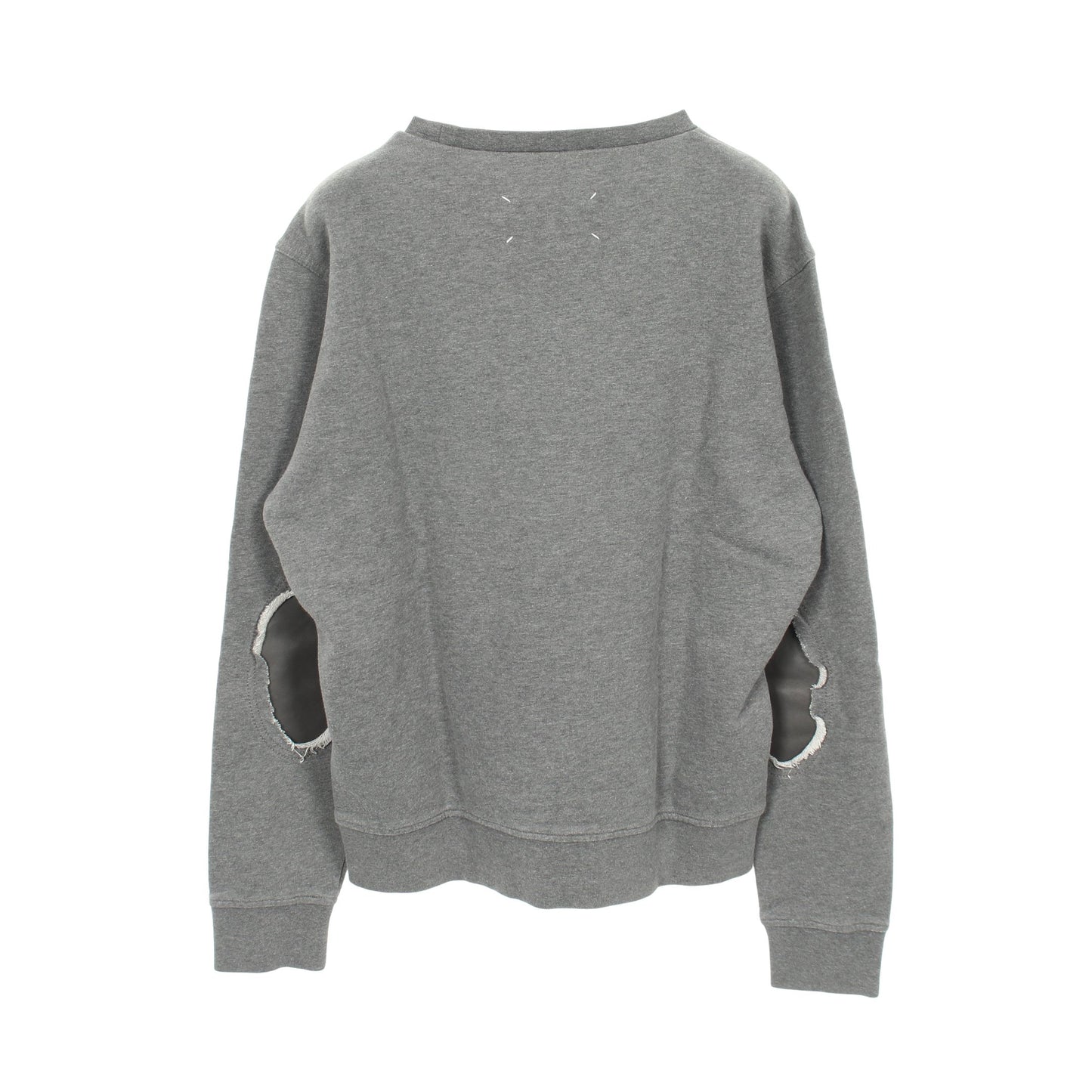 レザーエルボーパッチ スウェットシャツ クルーネック コットン グレー メゾンマルジェラ14 トップス Maison Margiela 14