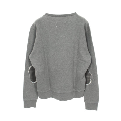 レザーエルボーパッチ スウェットシャツ クルーネック コットン グレー メゾンマルジェラ14 トップス Maison Margiela 14
