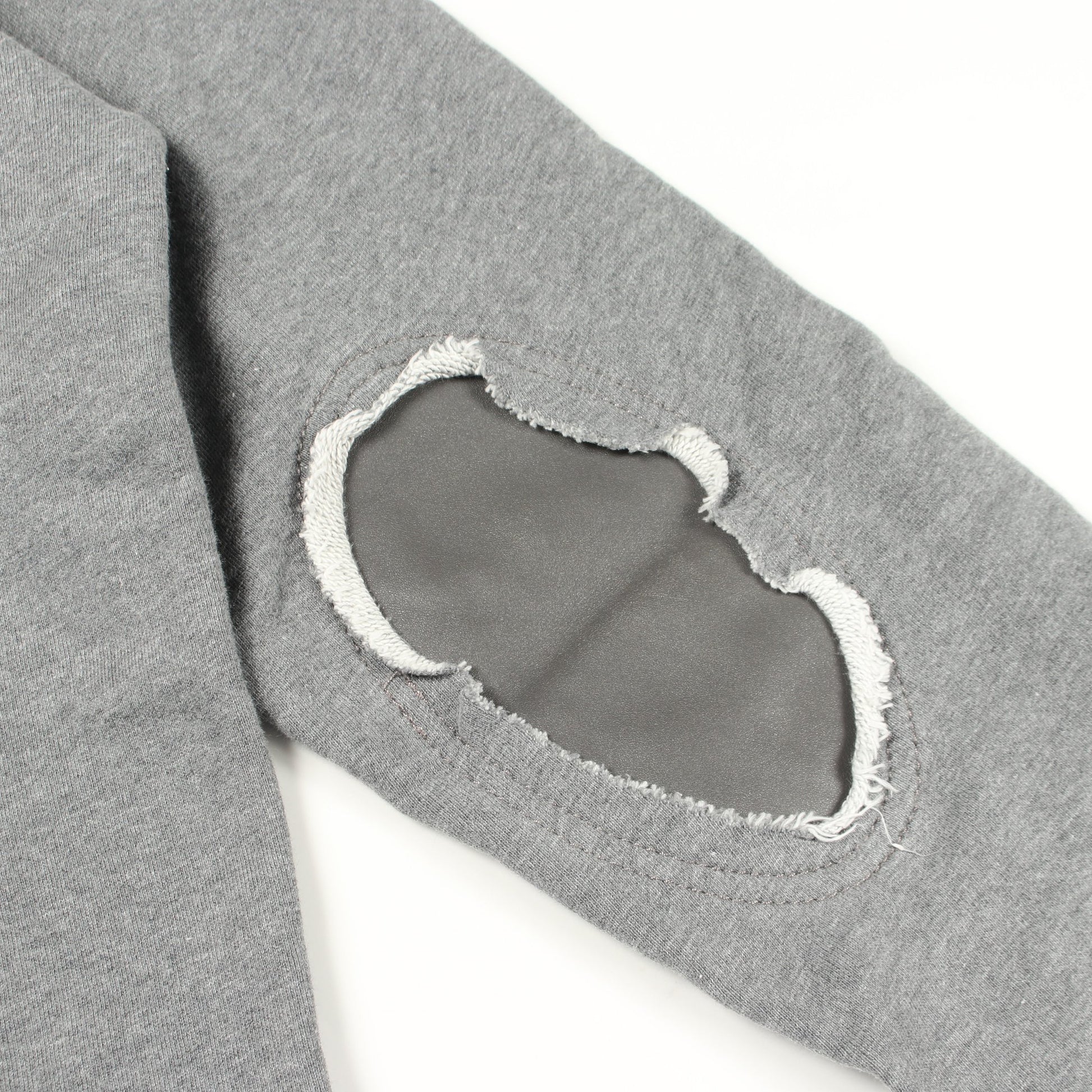 レザーエルボーパッチ スウェットシャツ クルーネック コットン グレー メゾンマルジェラ14 トップス Maison Margiela 14