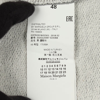 レザーエルボーパッチ スウェットシャツ クルーネック コットン グレー メゾンマルジェラ14 トップス Maison Margiela 14