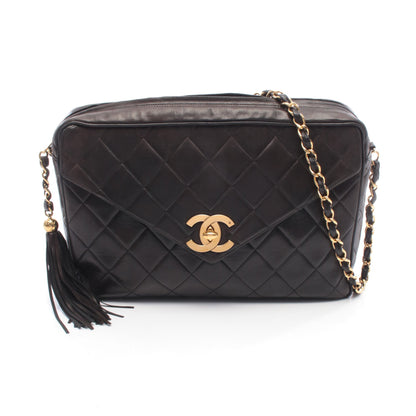 マトラッセ チェーンショルダーバッグ ラムスキン ブラック ゴールド金具 タッセル シャネル バッグ CHANEL