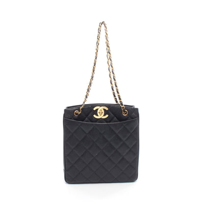 マトラッセ チェーンショルダーバッグ チェーントートバッグ キャビアスキン ブラック ゴールド金具 シャネル バッグ CHANEL