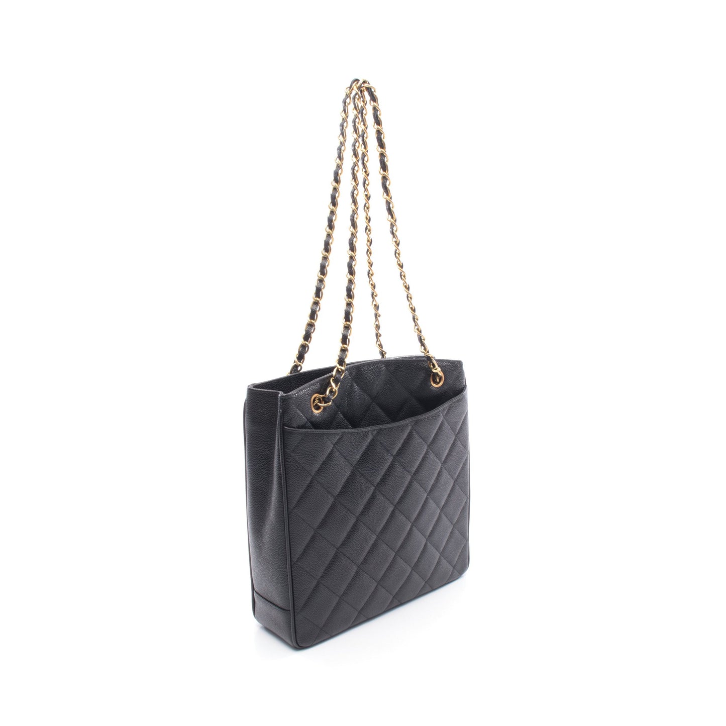 マトラッセ チェーンショルダーバッグ チェーントートバッグ キャビアスキン ブラック ゴールド金具 シャネル バッグ CHANEL