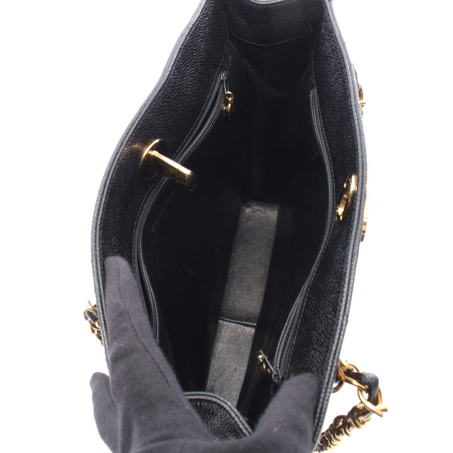マトラッセ チェーンショルダーバッグ チェーントートバッグ キャビアスキン ブラック ゴールド金具 シャネル バッグ CHANEL