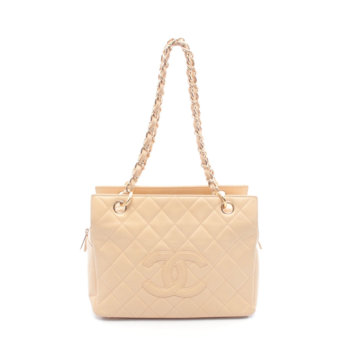 マトラッセ チェーンショルダーバッグ ラムスキン ベージュ ゴールド金具 シャネル バッグ CHANEL