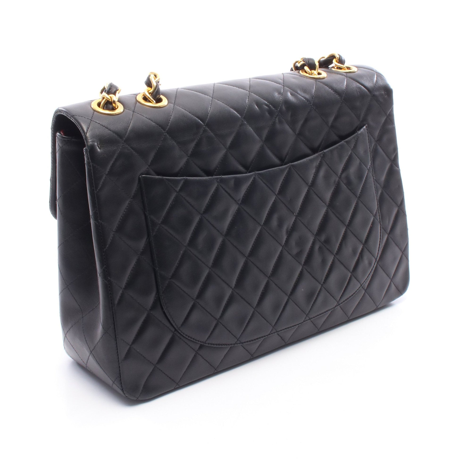 デカマトラッセ34 シングルフラップ Wチェーンショルダーバッグ ラムスキン ブラック ゴールド金具 シャネル バッグ CHANEL