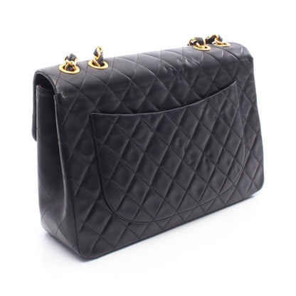 デカマトラッセ34 シングルフラップ Wチェーンショルダーバッグ ラムスキン ブラック ゴールド金具 シャネル バッグ CHANEL