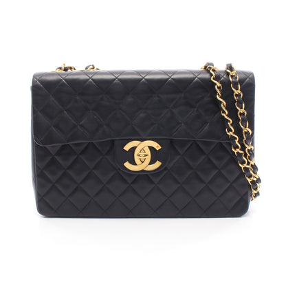デカマトラッセ34 シングルフラップ Wチェーンショルダーバッグ ラムスキン ブラック ゴールド金具 シャネル バッグ CHANEL