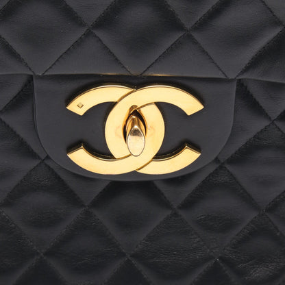 デカマトラッセ34 シングルフラップ Wチェーンショルダーバッグ ラムスキン ブラック ゴールド金具 シャネル バッグ CHANEL