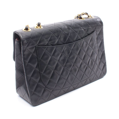 デカマトラッセ34 シングルフラップ Wチェーンショルダーバッグ ラムスキン ブラック ゴールド金具 シャネル バッグ CHANEL