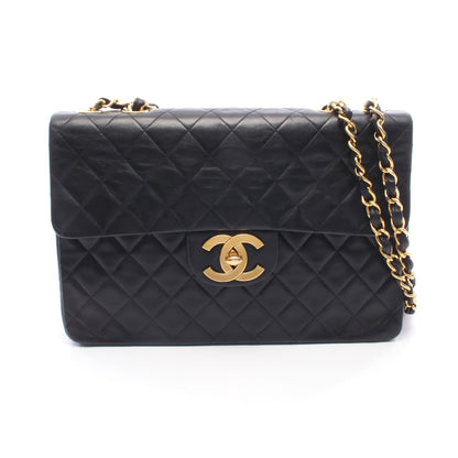 デカマトラッセ34 シングルフラップ Wチェーンショルダーバッグ ラムスキン ブラック ゴールド金具 シャネル バッグ CHANEL