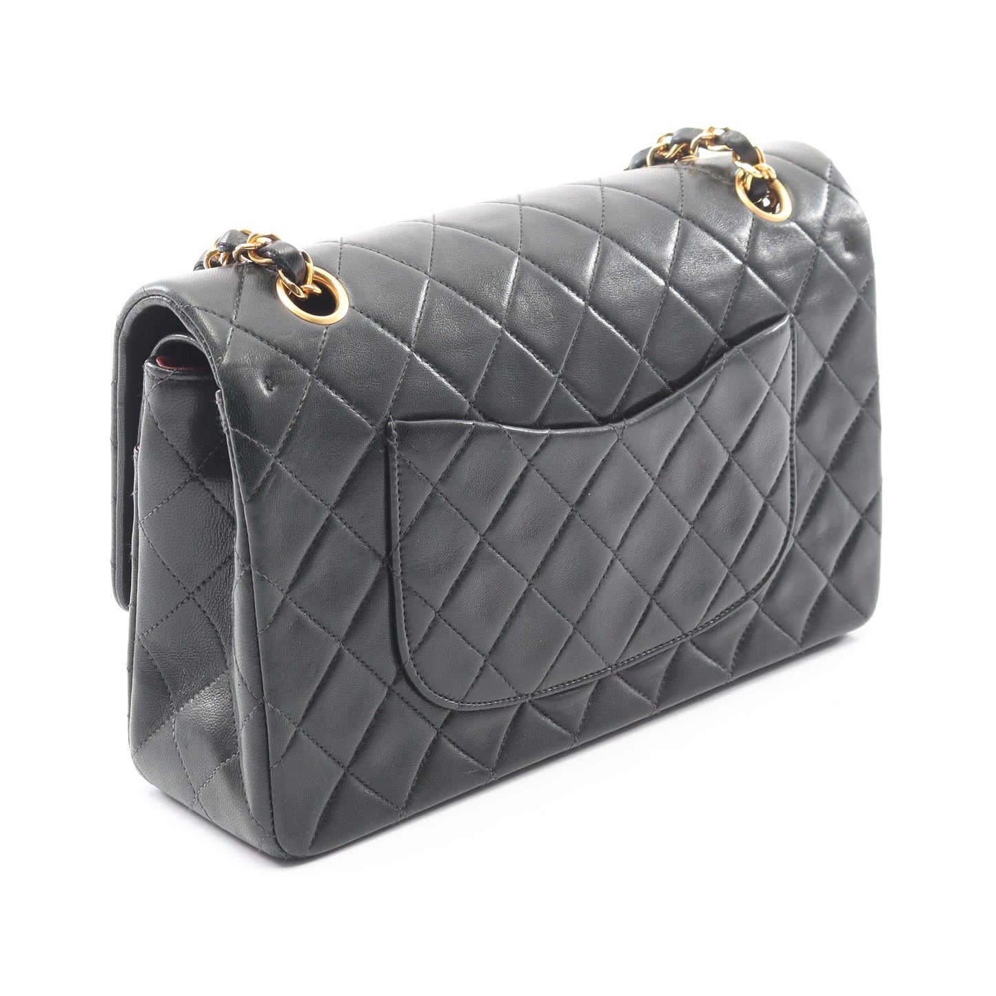 マトラッセ Wフラップ Wチェーンショルダーバッグ ラムスキン ブラック ゴールド金具 シャネル バッグ CHANEL