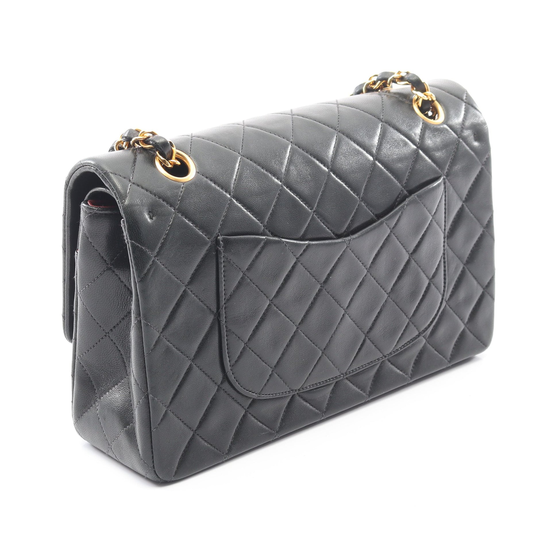 マトラッセ Wフラップ Wチェーンショルダーバッグ ラムスキン ブラック ゴールド金具 シャネル バッグ CHANEL