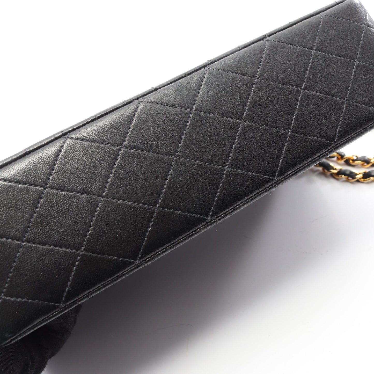 マトラッセ Wフラップ Wチェーンショルダーバッグ ラムスキン ブラック ゴールド金具 シャネル バッグ CHANEL