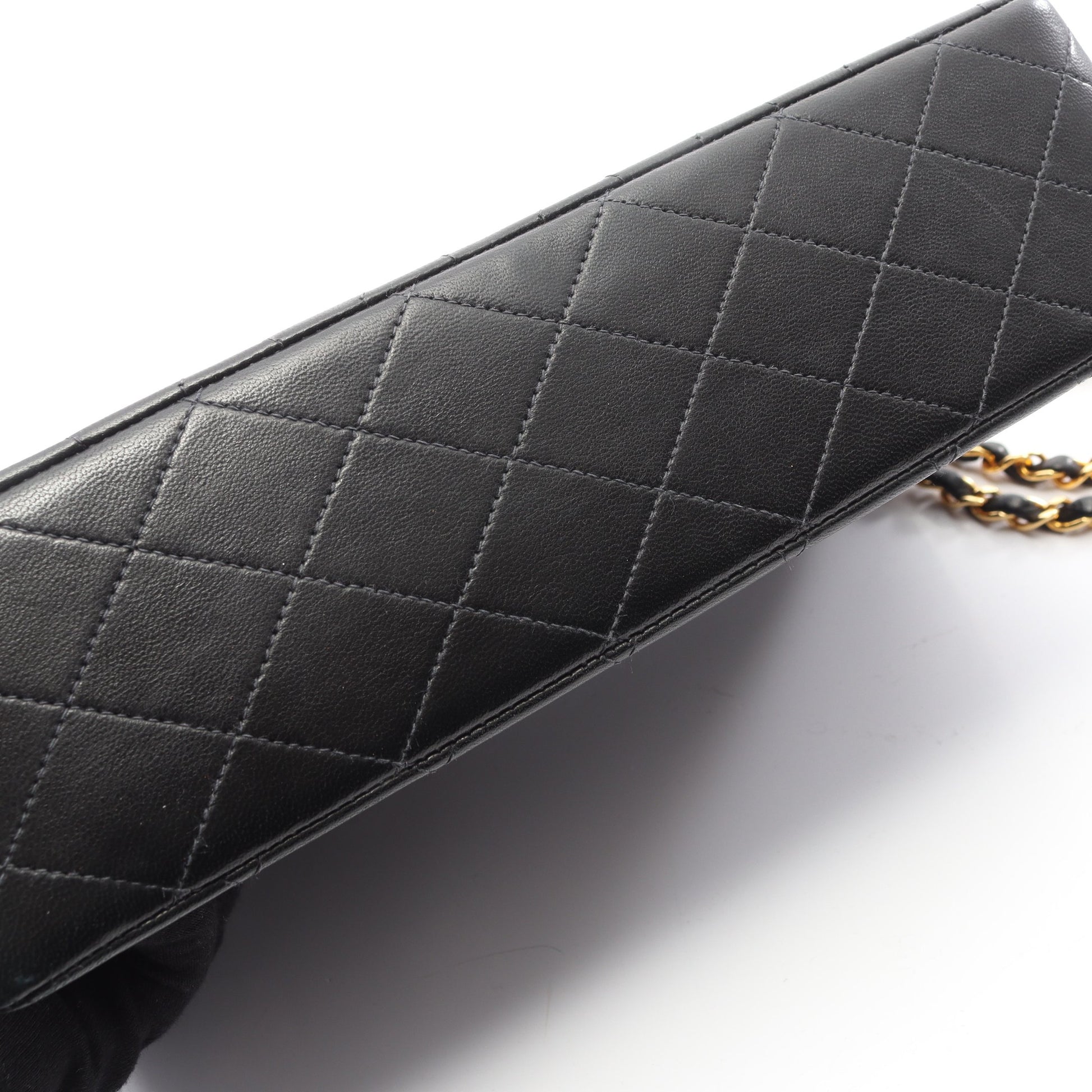 マトラッセ Wフラップ Wチェーンショルダーバッグ ラムスキン ブラック ゴールド金具 シャネル バッグ CHANEL