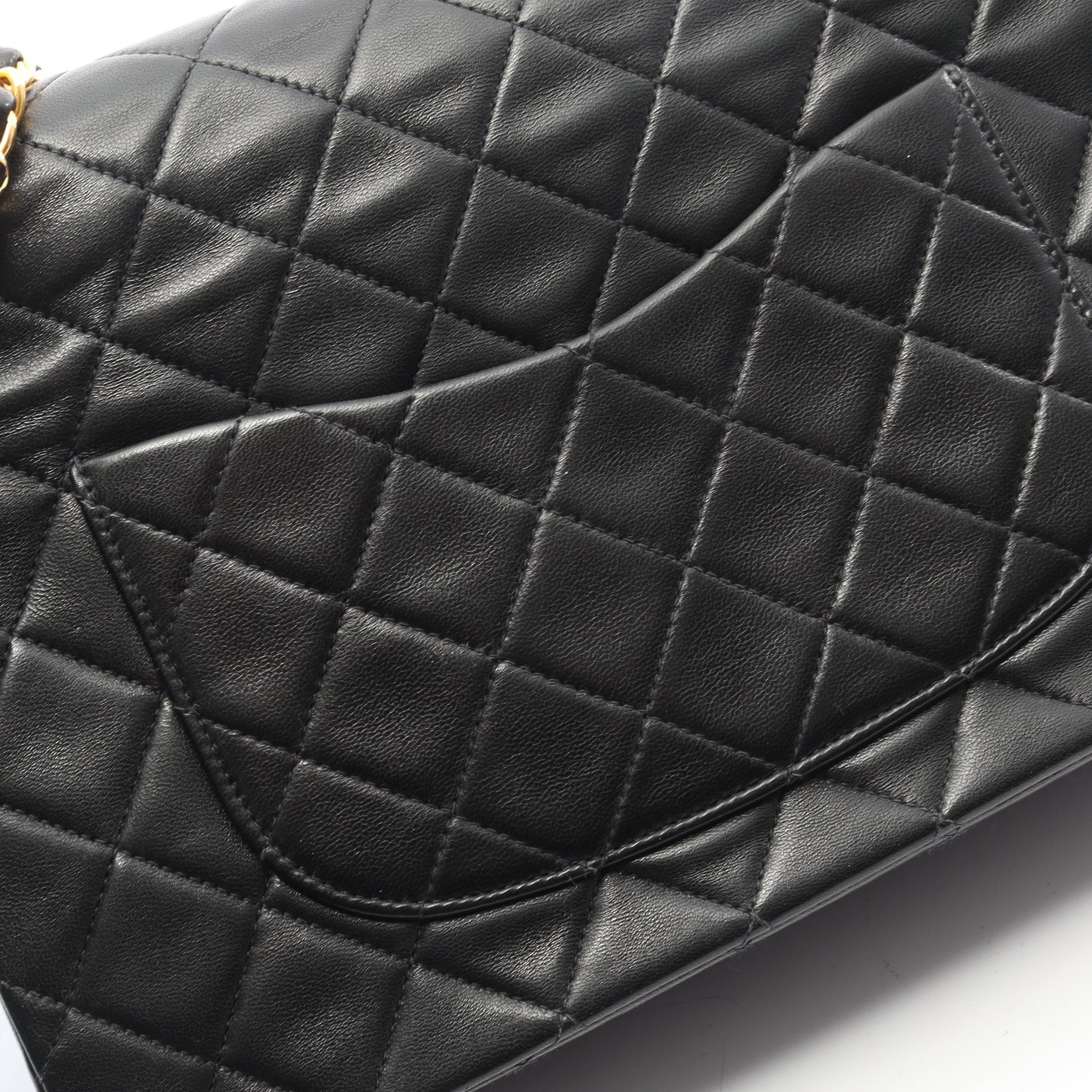 マトラッセ Wフラップ Wチェーンショルダーバッグ ラムスキン ブラック ゴールド金具 シャネル バッグ CHANEL