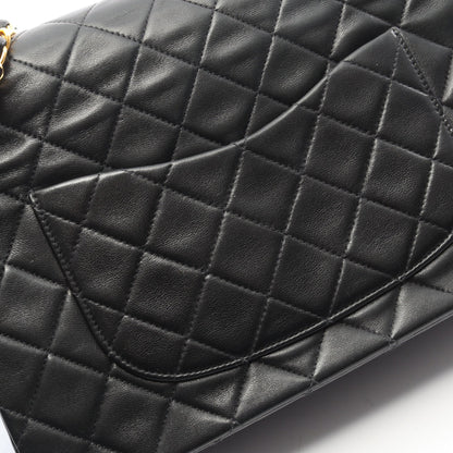マトラッセ Wフラップ Wチェーンショルダーバッグ ラムスキン ブラック ゴールド金具 シャネル バッグ CHANEL