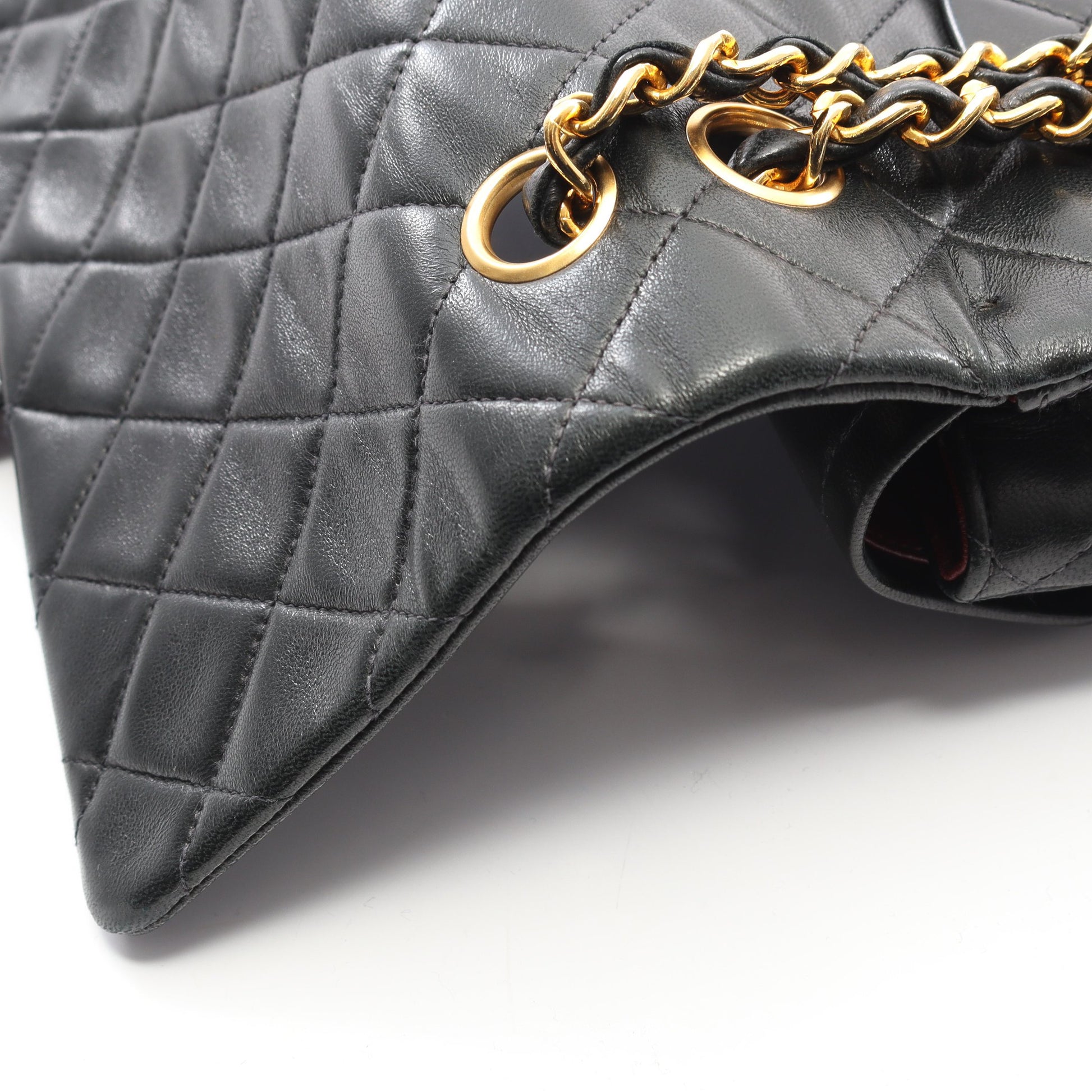 マトラッセ Wフラップ Wチェーンショルダーバッグ ラムスキン ブラック ゴールド金具 シャネル バッグ CHANEL