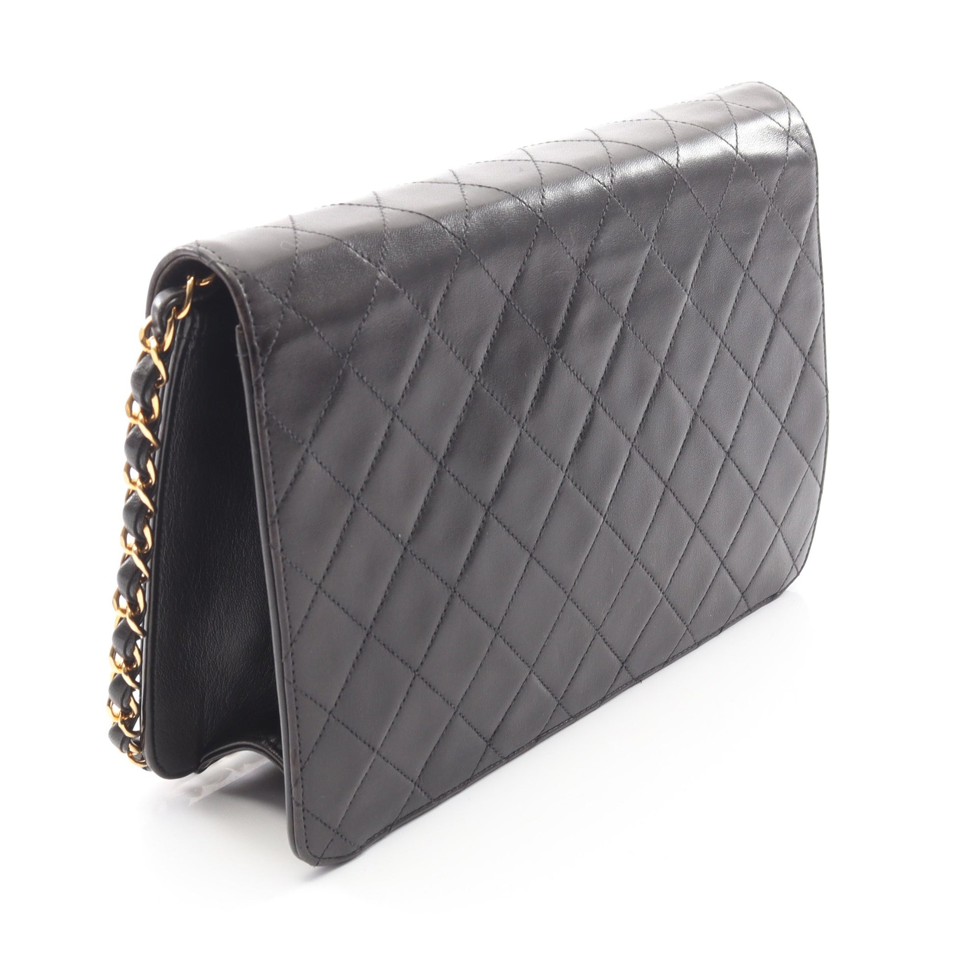 マトラッセ チェーンショルダーバッグ ラムスキン ブラック ゴールド金具 プッシュロック シャネル バッグ CHANEL