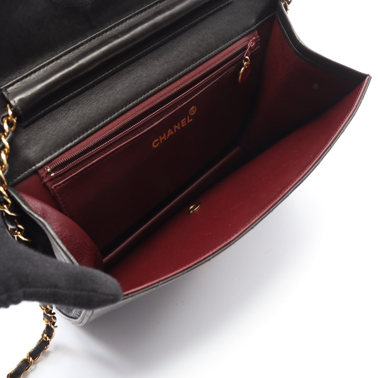 マトラッセ チェーンショルダーバッグ ラムスキン ブラック ゴールド金具 プッシュロック シャネル バッグ CHANEL