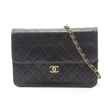 マトラッセ チェーンショルダーバッグ ラムスキン ブラック ゴールド金具 プッシュロック シャネル バッグ CHANEL