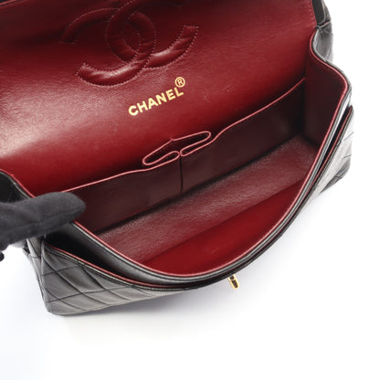 マトラッセ Wフラップ Wチェーンショルダーバッグ ラムスキン ブラック ゴールド金具 ヴィンテージ シャネル バッグ CHANEL