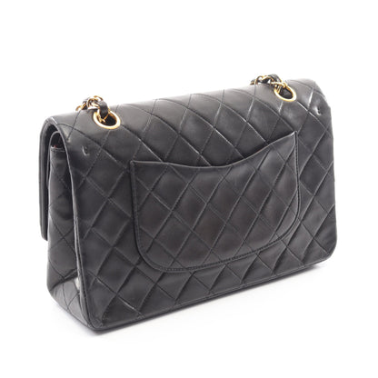 マトラッセ Wフラップ Wチェーンショルダーバッグ ラムスキン ブラック ゴールド金具 ヴィンテージ シャネル バッグ CHANEL