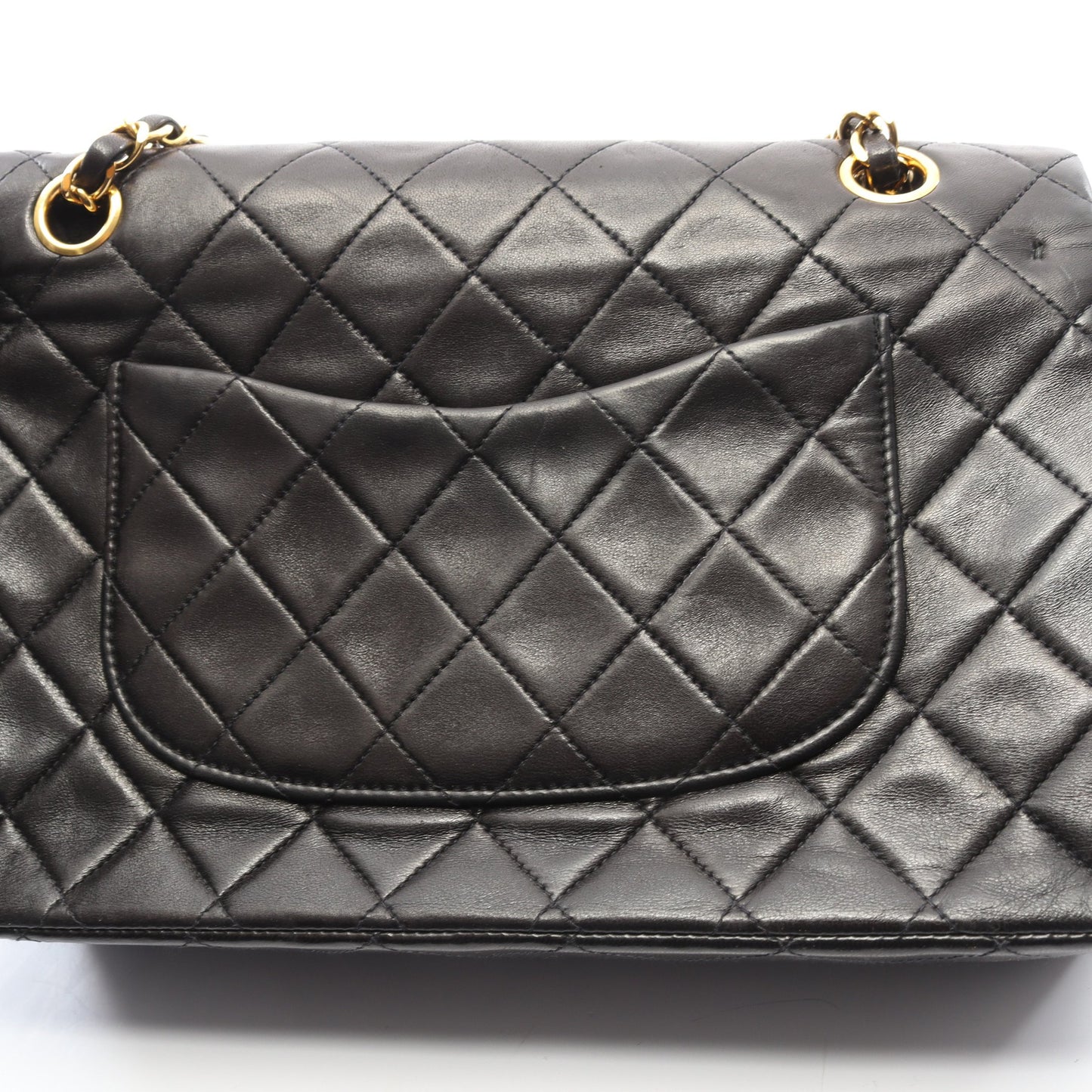 マトラッセ Wフラップ Wチェーンショルダーバッグ ラムスキン ブラック ゴールド金具 ヴィンテージ シャネル バッグ CHANEL