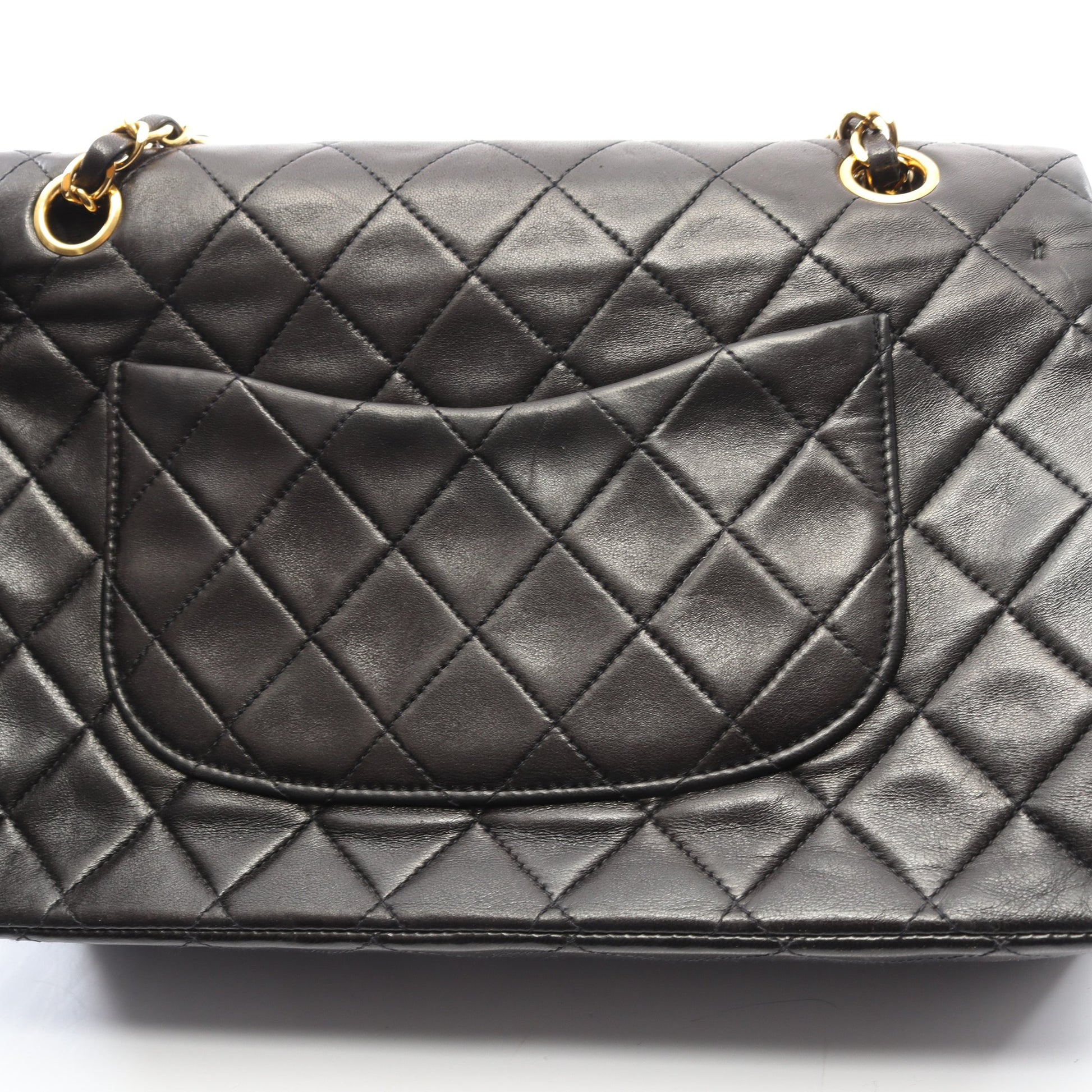 マトラッセ Wフラップ Wチェーンショルダーバッグ ラムスキン ブラック ゴールド金具 ヴィンテージ シャネル バッグ CHANEL