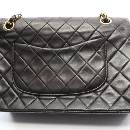 マトラッセ Wフラップ Wチェーンショルダーバッグ ラムスキン ブラック ゴールド金具 ヴィンテージ シャネル バッグ CHANEL