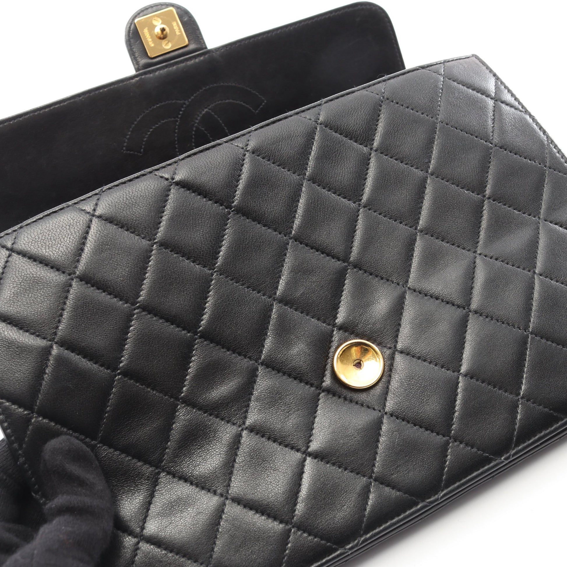 マトラッセ チェーンショルダーバッグ ラムスキン ブラック ゴールド金具 シャネル バッグ CHANEL