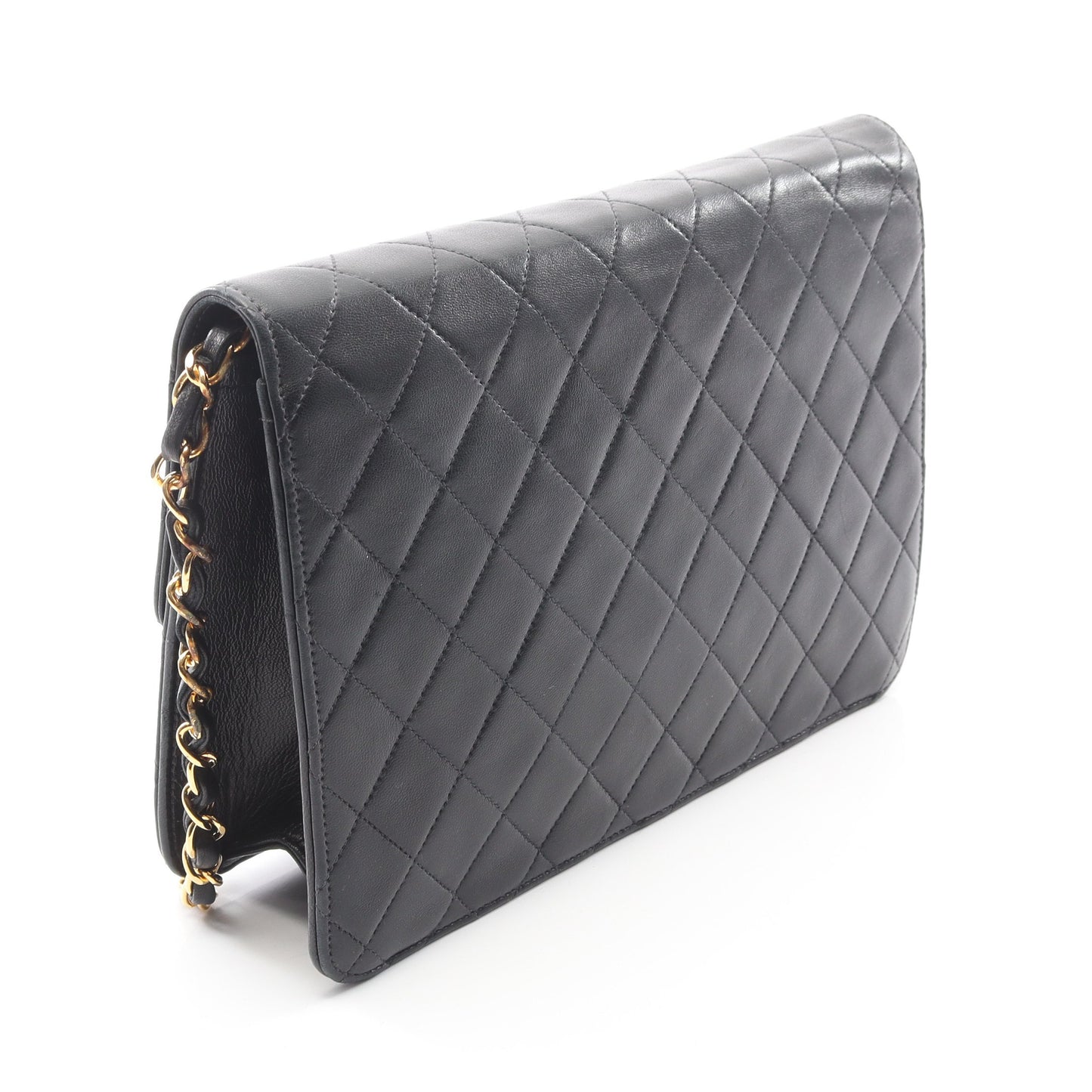 マトラッセ チェーンショルダーバッグ ラムスキン ブラック ゴールド金具 シャネル バッグ CHANEL